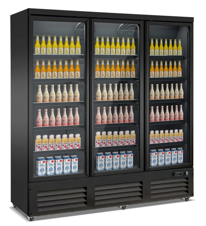 Combisteel Refrigerator 3 Glass Doors Black Ceb-1600R Bl | 7526.0110 Upright Glass Door Fridges Combisteel