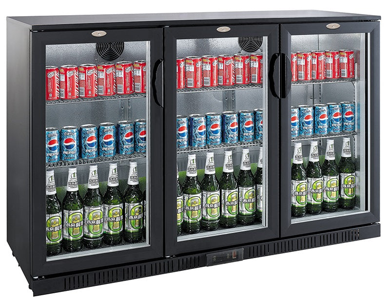 Combisteel Backbar Cooler Black 3 Doors - 7527.0015 Triple Door Bottle Coolers Combisteel