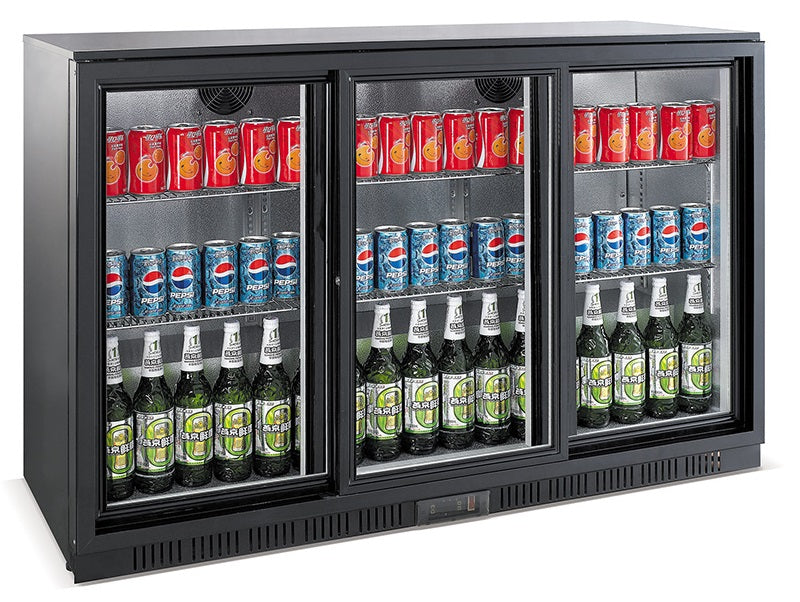 Combisteel Backbar Cooler Black 3 Sliding Doors - 7527.0025 Triple Door Bottle Coolers Combisteel