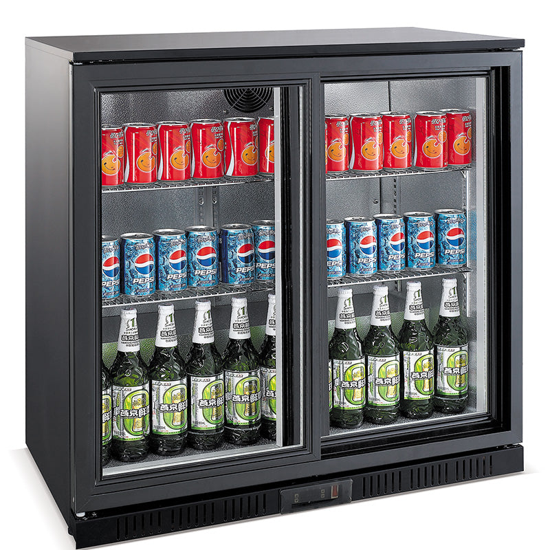 Combisteel Backbar Cooler Black 2 Sliding Doors - 7527.0045 Double Door Bottle Coolers Combisteel