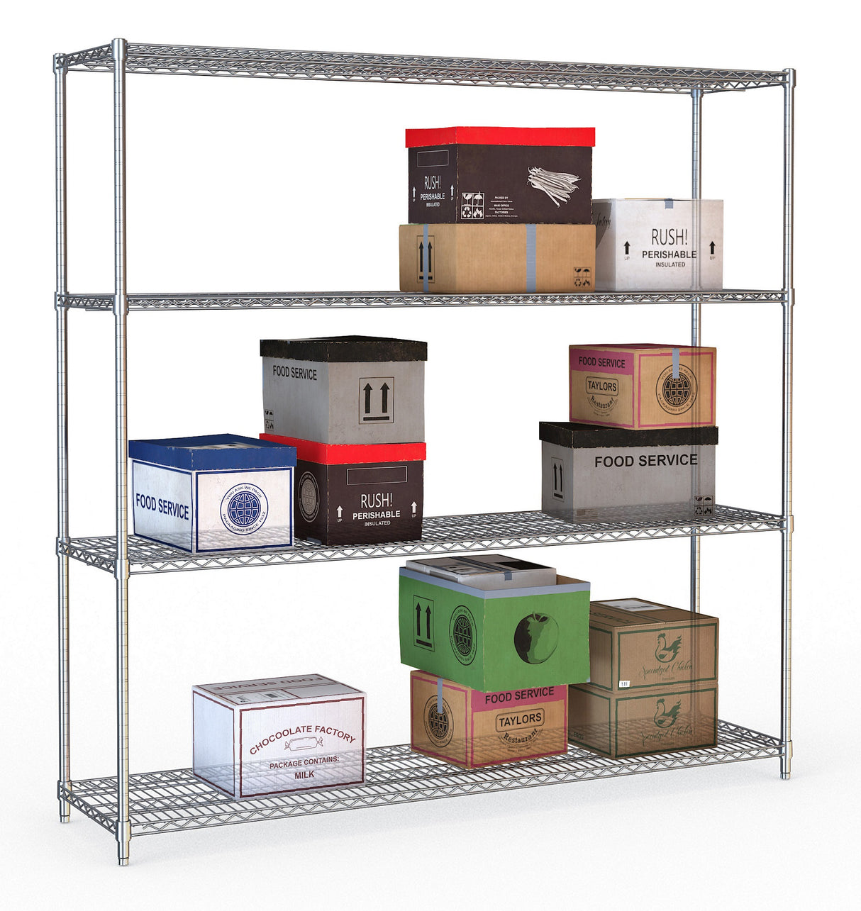 Combisteel Shelf Units 4 Levels 1800 Flat Packed - 7530.0020 Chrome Wire Shelving and Racking Combisteel