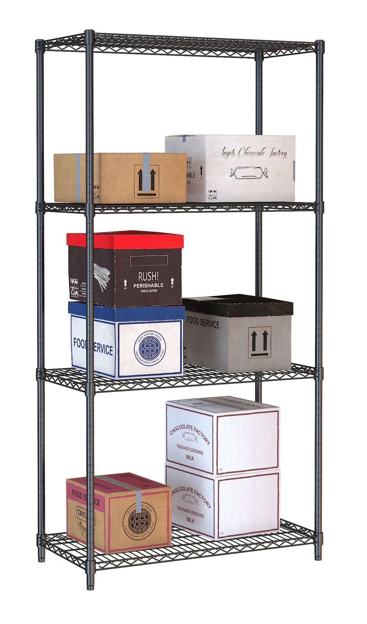 Combisteel Shelf Units 4 Levels Black Flat Packed - 7530.0025 Chrome Wire Shelving and Racking Combisteel