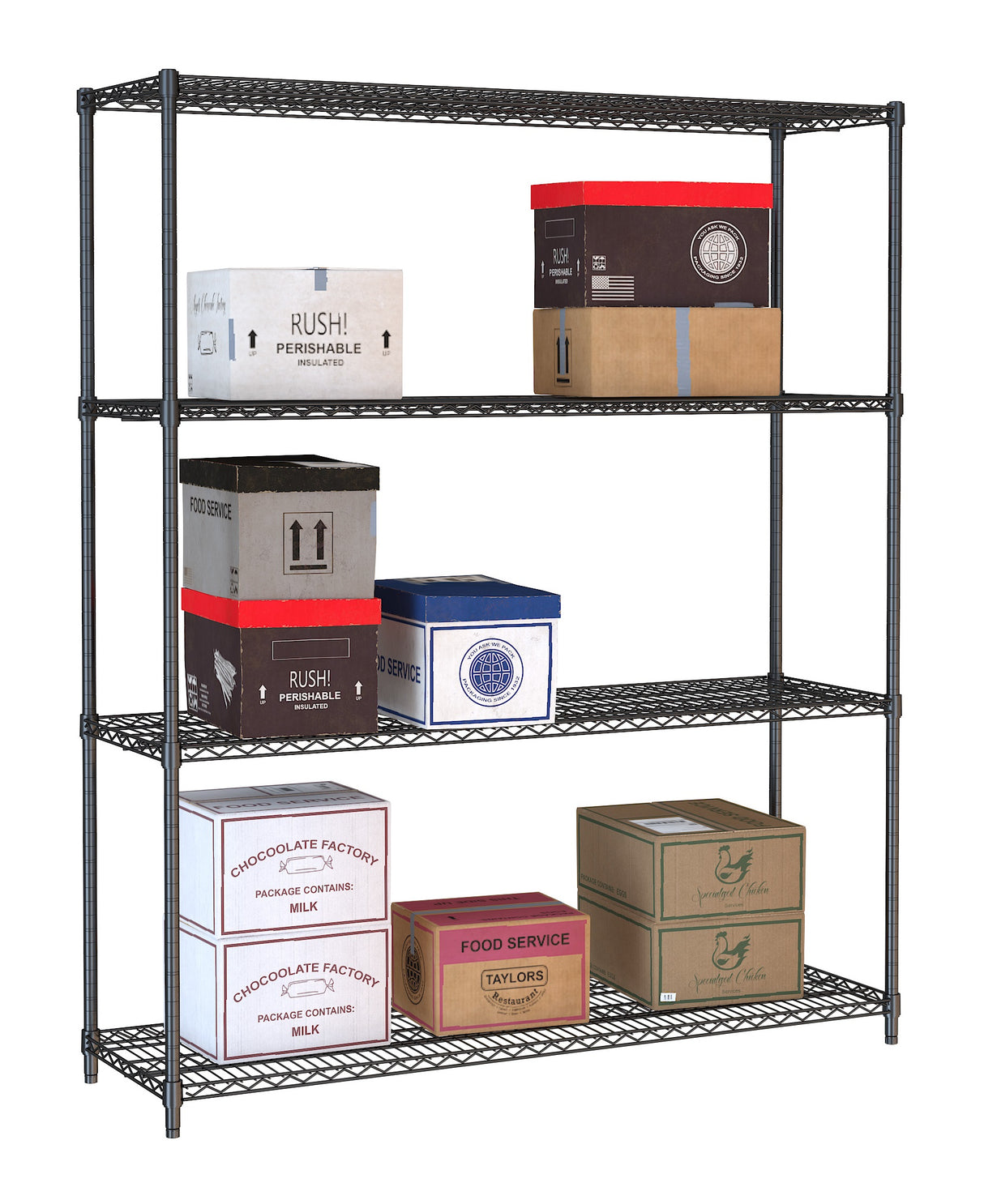 Combisteel Shelf Units 4 Levels 1500 Black Flat Packed - 7530.0035 Chrome Wire Shelving and Racking Combisteel