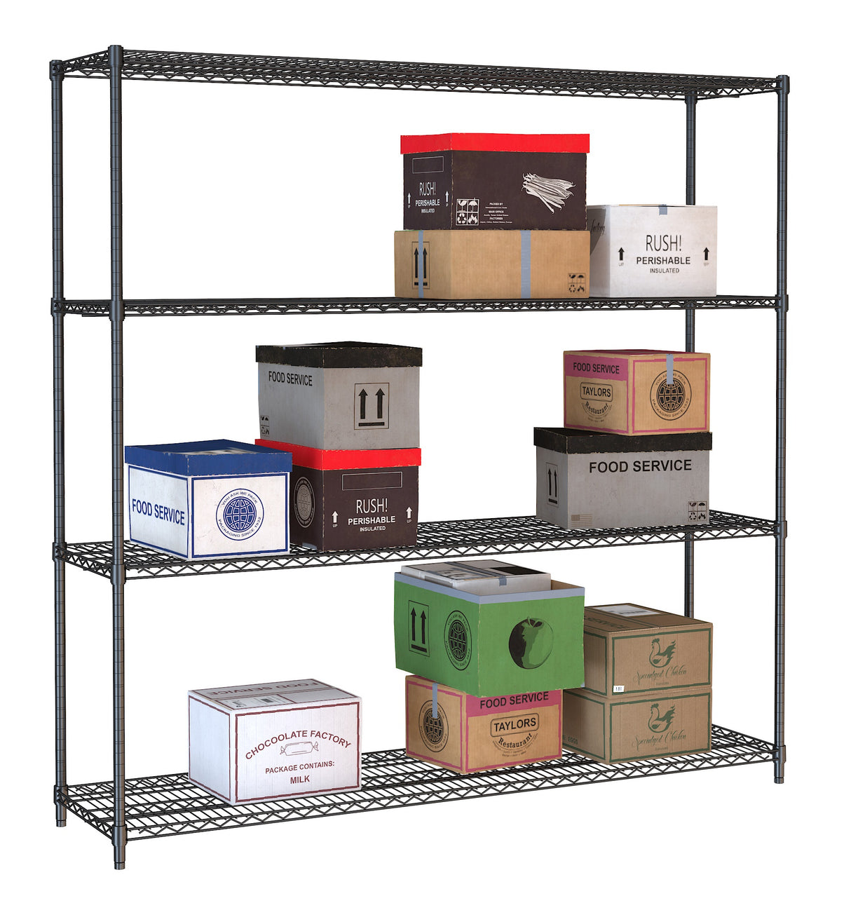 Combisteel Shelf Units 4 Levels 1800 Black Flat Packed - 7530.0040 Chrome Wire Shelving and Racking Combisteel
