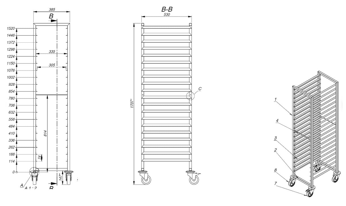 Combisteel Clearing Trolleys 1/1GN 20X - 7819.0014 GN Trolley Combisteel