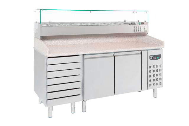 Combisteel Pizza Counter 2 Doors 7 Dough Drawers - 7950.0042 Pizza Prep Counters - 2 Door Combisteel