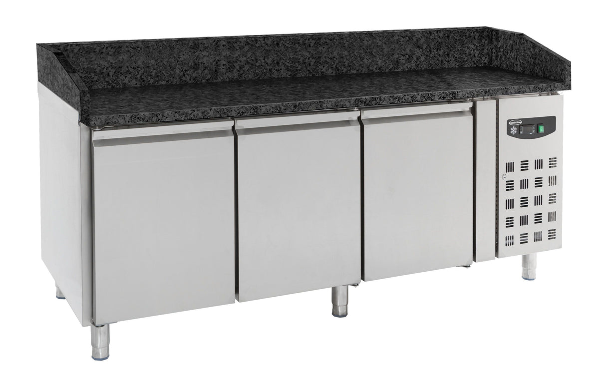 Combisteel 3 Door Pizza Prep Counter With Black Granite Top - 7950.0054 Pizza Prep Counters - 2 Door Combisteel