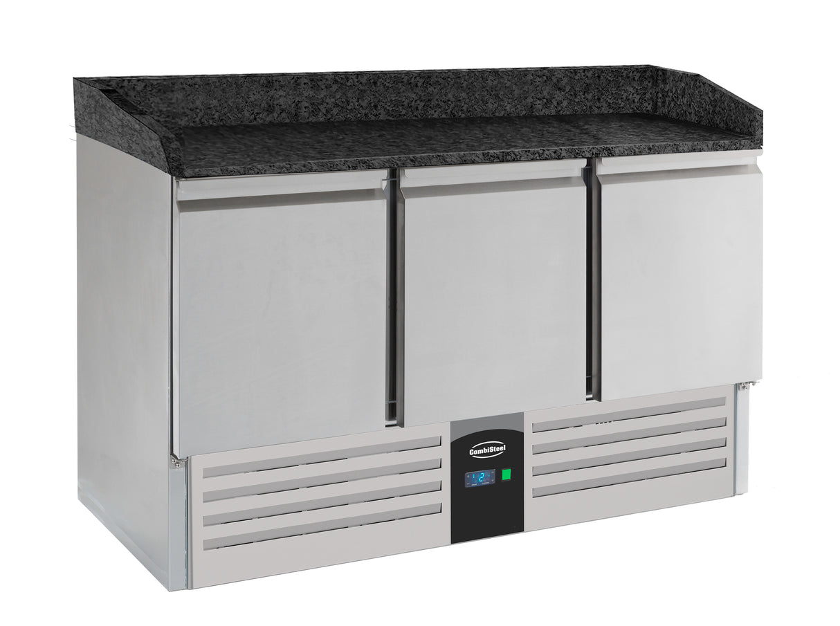 Combisteel Pizza Counter 3 Doors Black Granite Worktop | 7950.0061 Pizza Prep Counters - 3 Door Combisteel