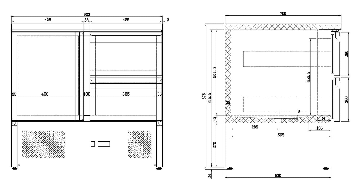 Combisteel Refrigerated Counter 1 Door/2 Drawers - 7950.0108 Counter Fridges With Drawers Combisteel