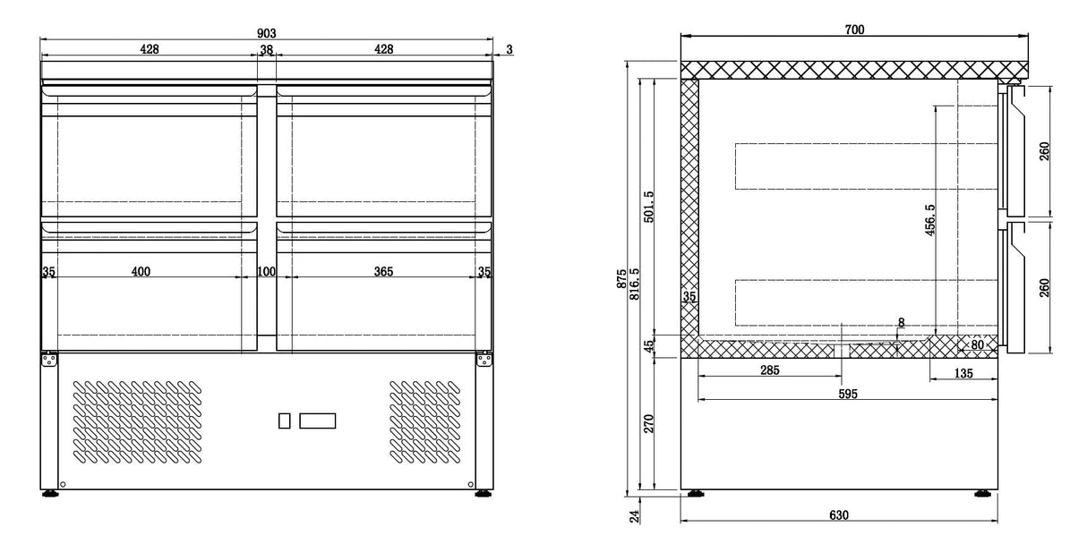 Combisteel Refrigerated Counter 4 Drawers - 7950.0110 Counter Fridges With Drawers Combisteel