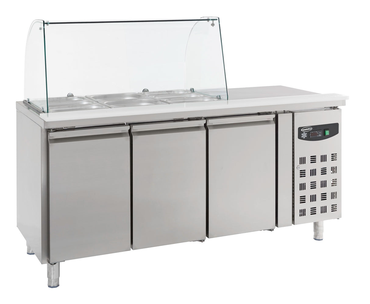 Combisteel Refrigerated Counter With Glass Cover 3 Doors - 7950.0415 Refrigerated Counters - Triple Door Combisteel