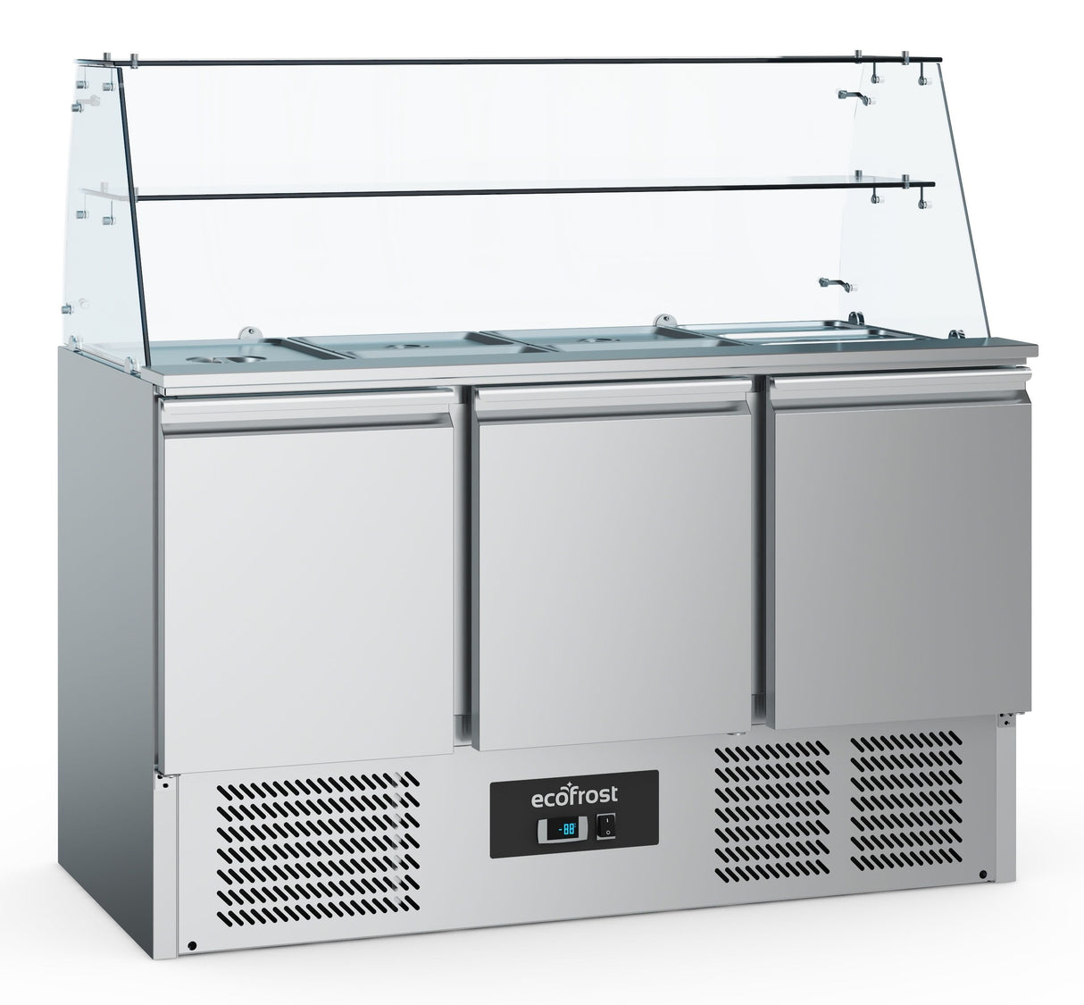 Combisteel Ecofrost Refrigerated Saladette 3 Door With Glass Surround 4 x 1/1GN - 7950.5110 Saladette Counters Combisteel