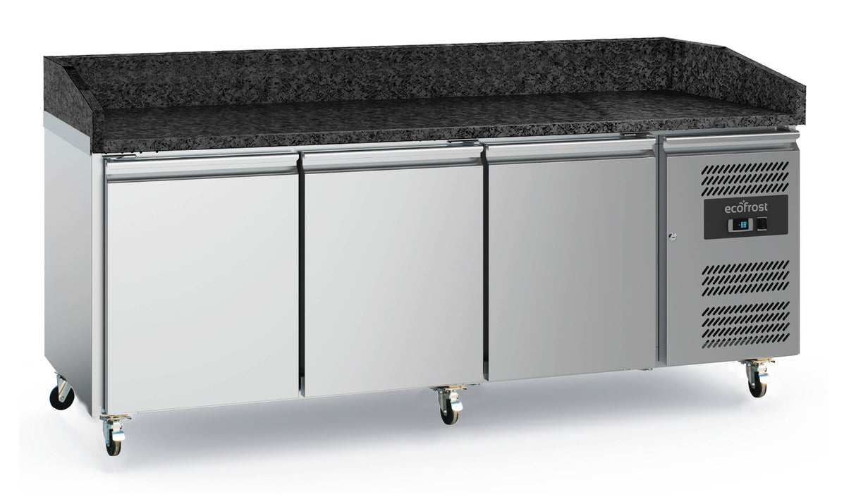 Combisteel Ecofrost Pizza Counter 3 Doors Granite With Wheels | 7950.5142 Pizza Prep Counters - 3 Door Combisteel