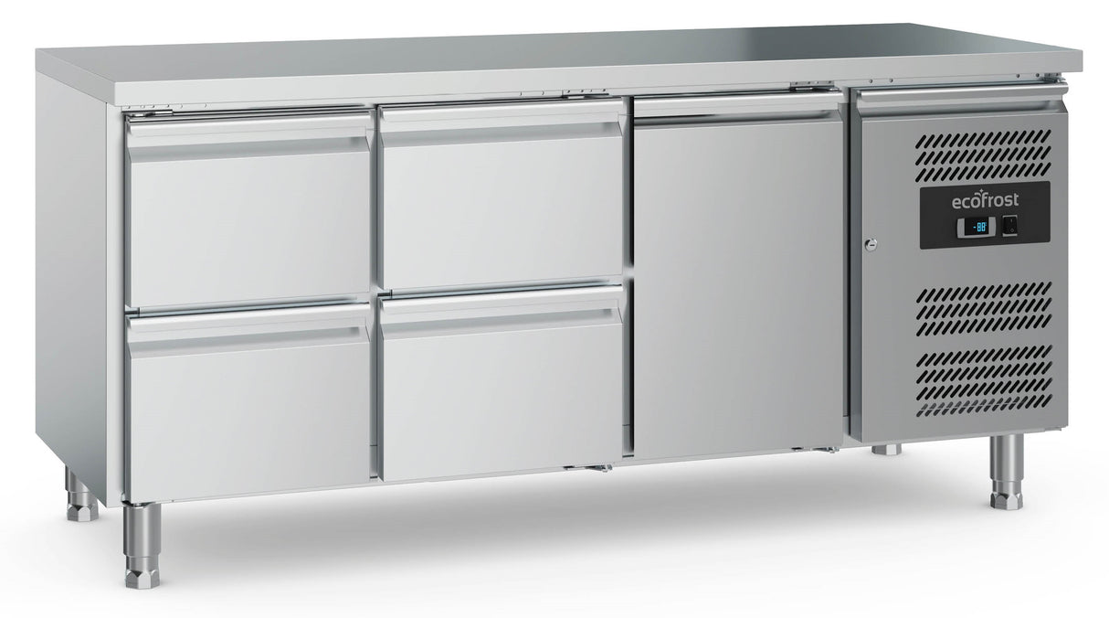 Combisteel Ecofrost 700 Refrigerated Counter 1 Door & 4 Drawers With Adjustable Feet | 7950.5175 Counter Fridges With Drawers Combisteel