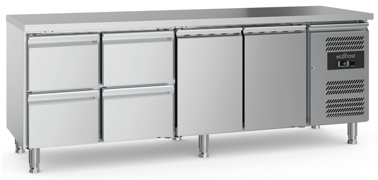 Combisteel Ecofrost 700 Refrigerated Counter 2 Doors & 4 Drawers With Adjustable Feet | 7950.5180 Counter Fridges With Drawers Combisteel