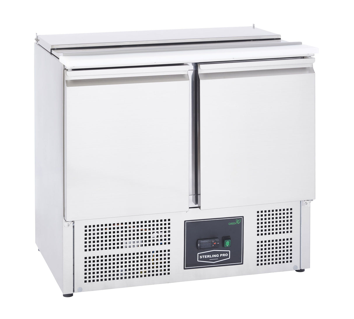 Sterling Pro Cobus 2 Door Prep Counter Fridge Hinged Lid & Chop Board Saladette | SPU200SL Pizza Prep Counters - 2 Door Sterling Pro