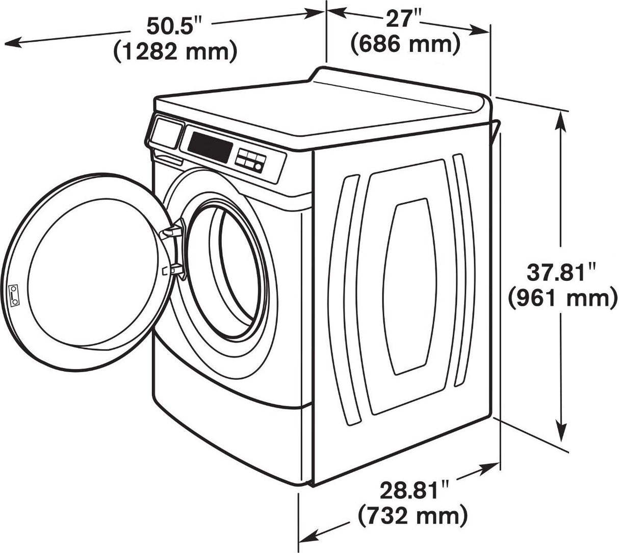 Maytag 10.5Kg American Style Front Loader Commercial Washing Machine | MHN33PRTGW Commercial Washing Machines Maytag