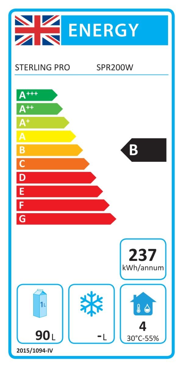 Sterling Pro Single Door Undercounter Refrigerator 140 Litres | SPR200W Refrigeration - Undercounter Sterling Pro