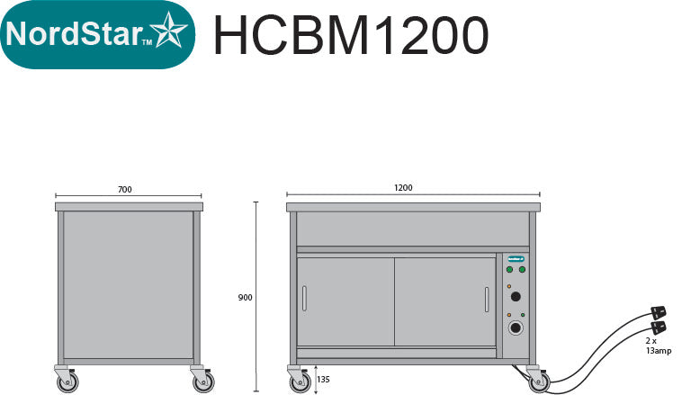 Nordstar Hot Cupboard With Bain Marie 3 x 1/1GN Dry Heat | NSHCBM1200 Hot Cupboards Nordstar