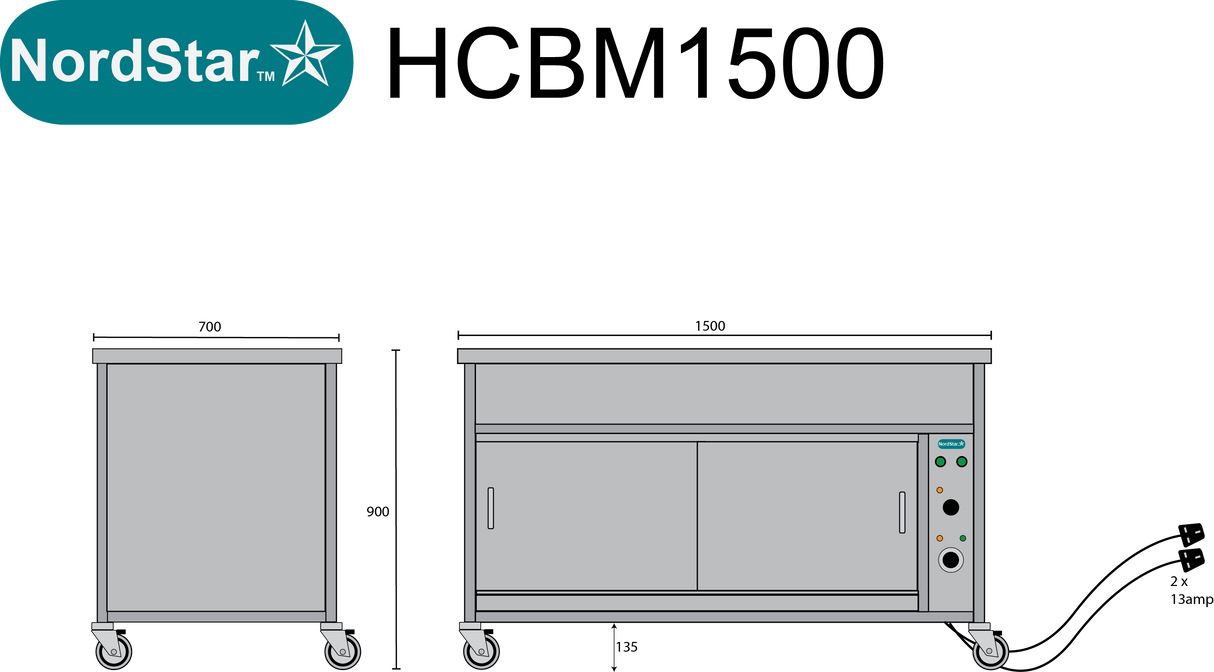 Nordstar Hot Cupboard With Bain Marie 4 x 1/1GN Dry Heat | NSHCBM1500 Hot Cupboards Nordstar
