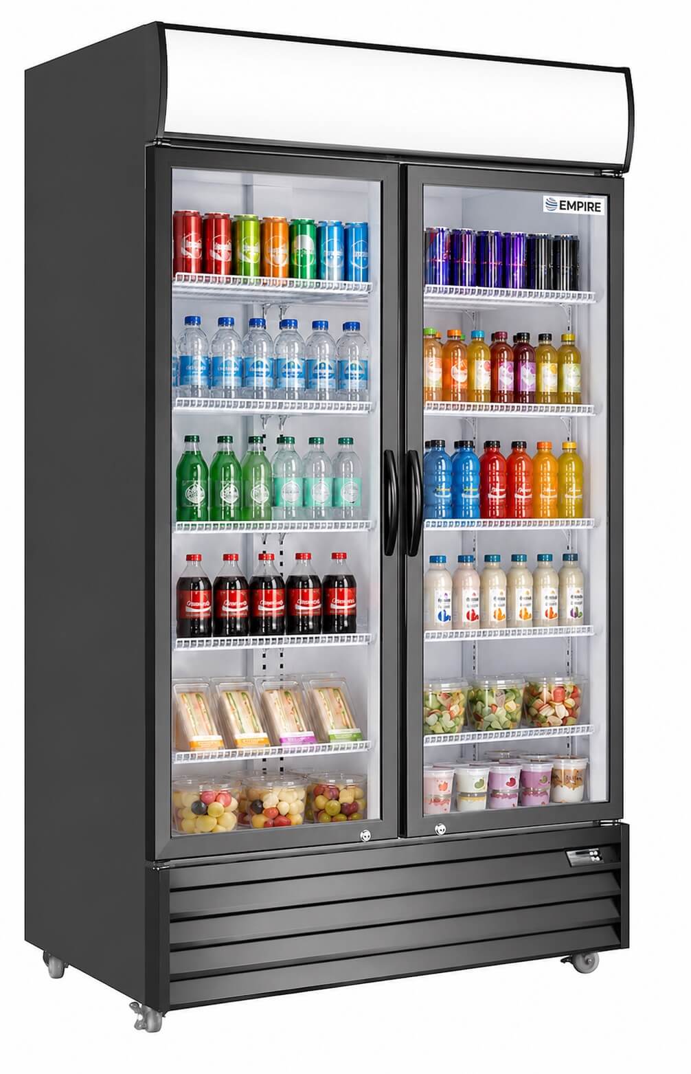 Empire Double Door Upright Display Fridge Cooler – Commercial Glass Door Merchandiser | CL-1000WC Upright Double Door Bottle Coolers Empire Supplies