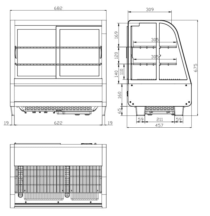 Empire Refrigerated Countertop Food Deli Cake Display Chiller 100 Litre - EMP-100-C Refrigerated Counter Top Displays Empire