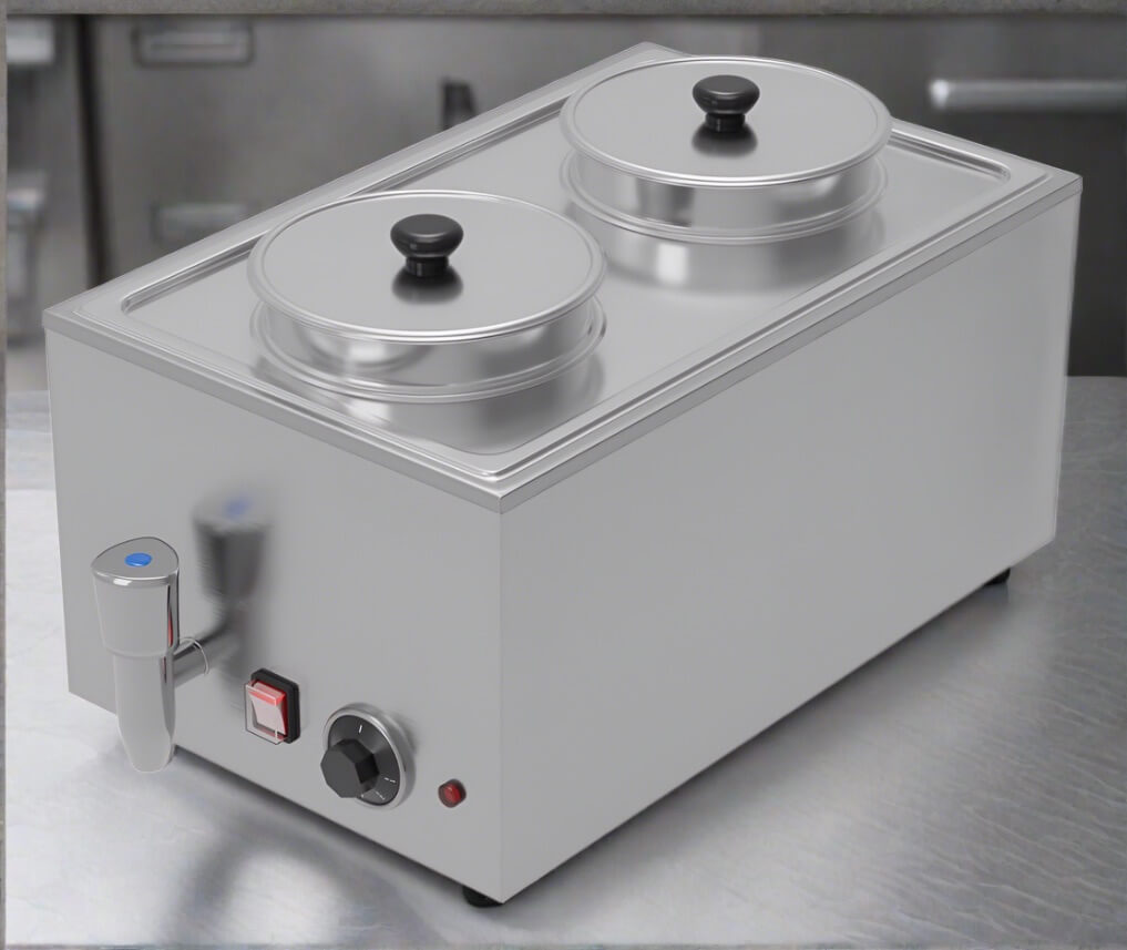 Empire Electric 2 Round Pot Wet Well Bain Marie with Drain Tap - Commercial Food Warmer | EMP-BM2P Bain Maries Empire