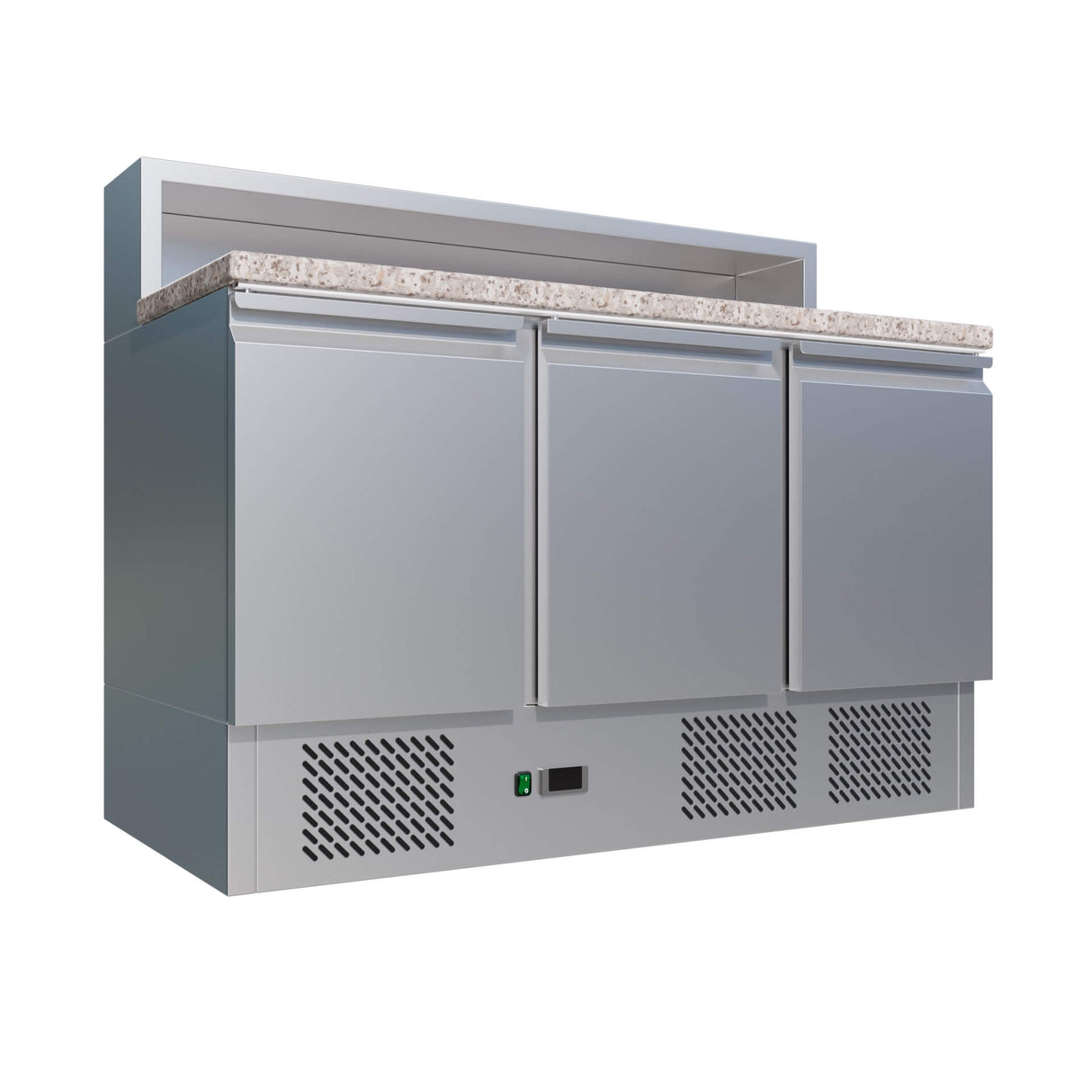 Empire Stainless Steel Pizza Prep Marble Counter – 3 Door Commercial Fridge with Open Top | PS903 Pizza Prep Counters - 3 Door Empire