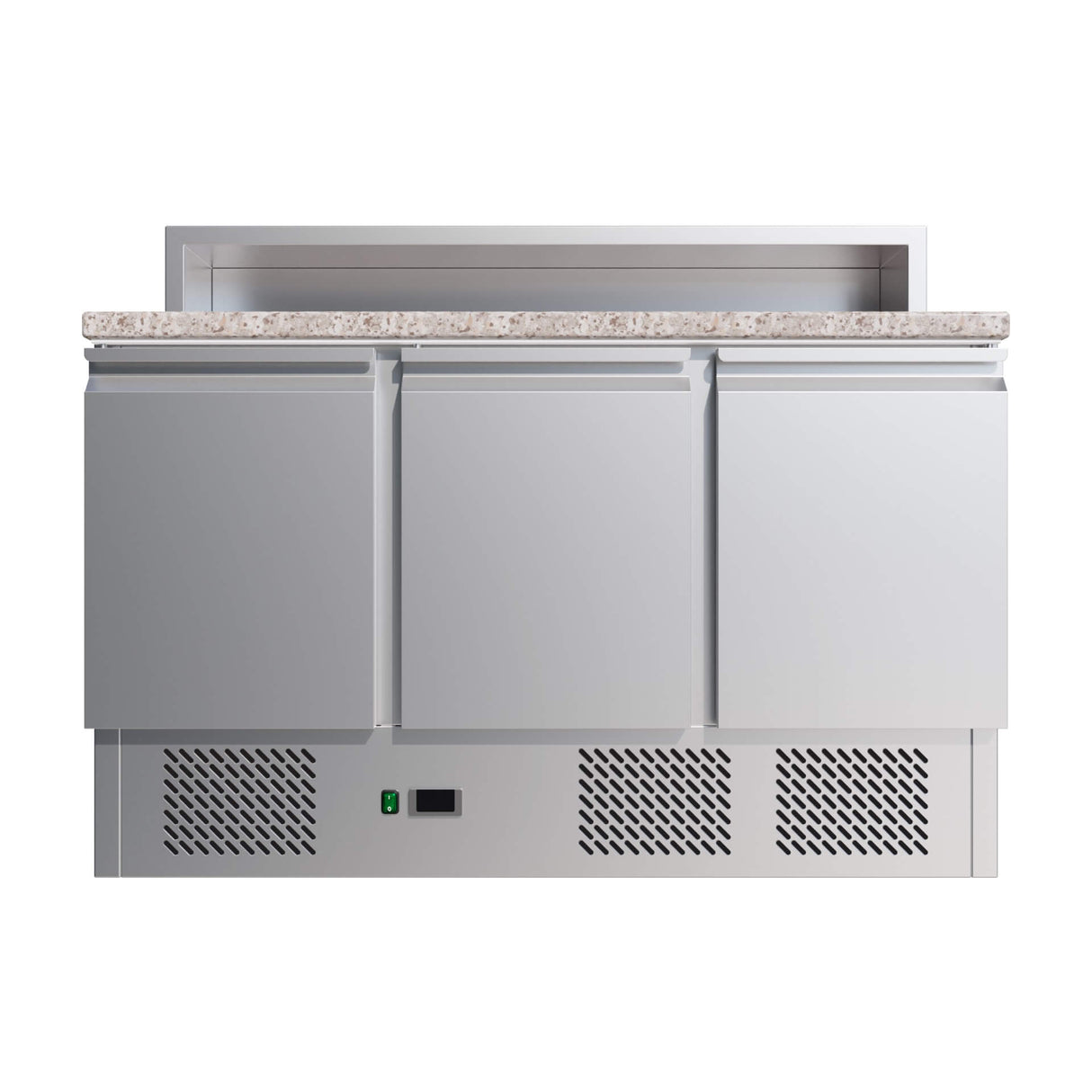 Empire Stainless Steel Pizza Prep Marble Counter – 3 Door Commercial Fridge with Open Top | PS903 Pizza Prep Counters - 3 Door Empire
