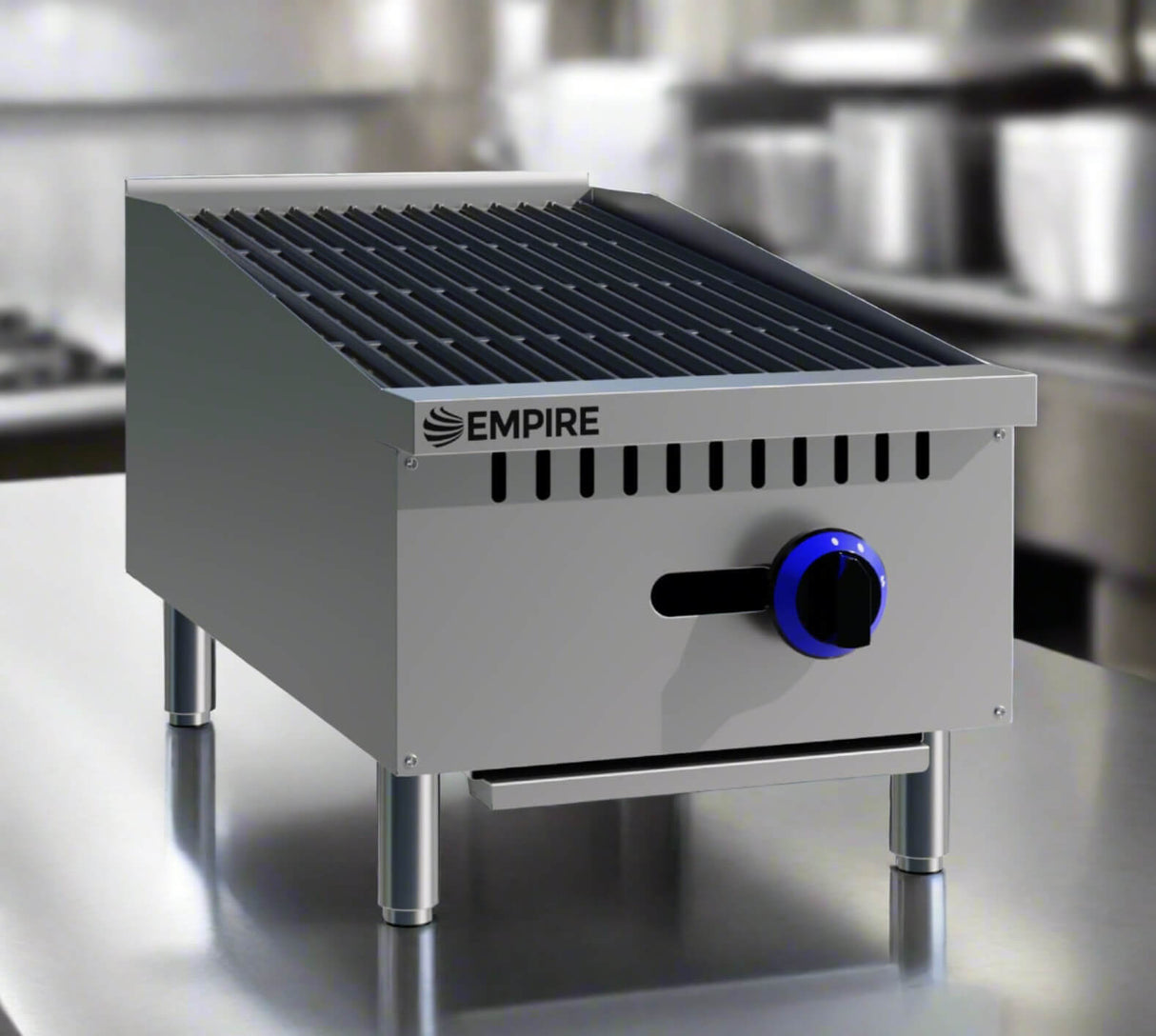 Empire Single Burner Nat Gas or LPG Chargrill | 300mm Commercial Countertop Charbroiler 7.5kW | EMP-RFS-15-R-OZ Charcoal Grills Empire