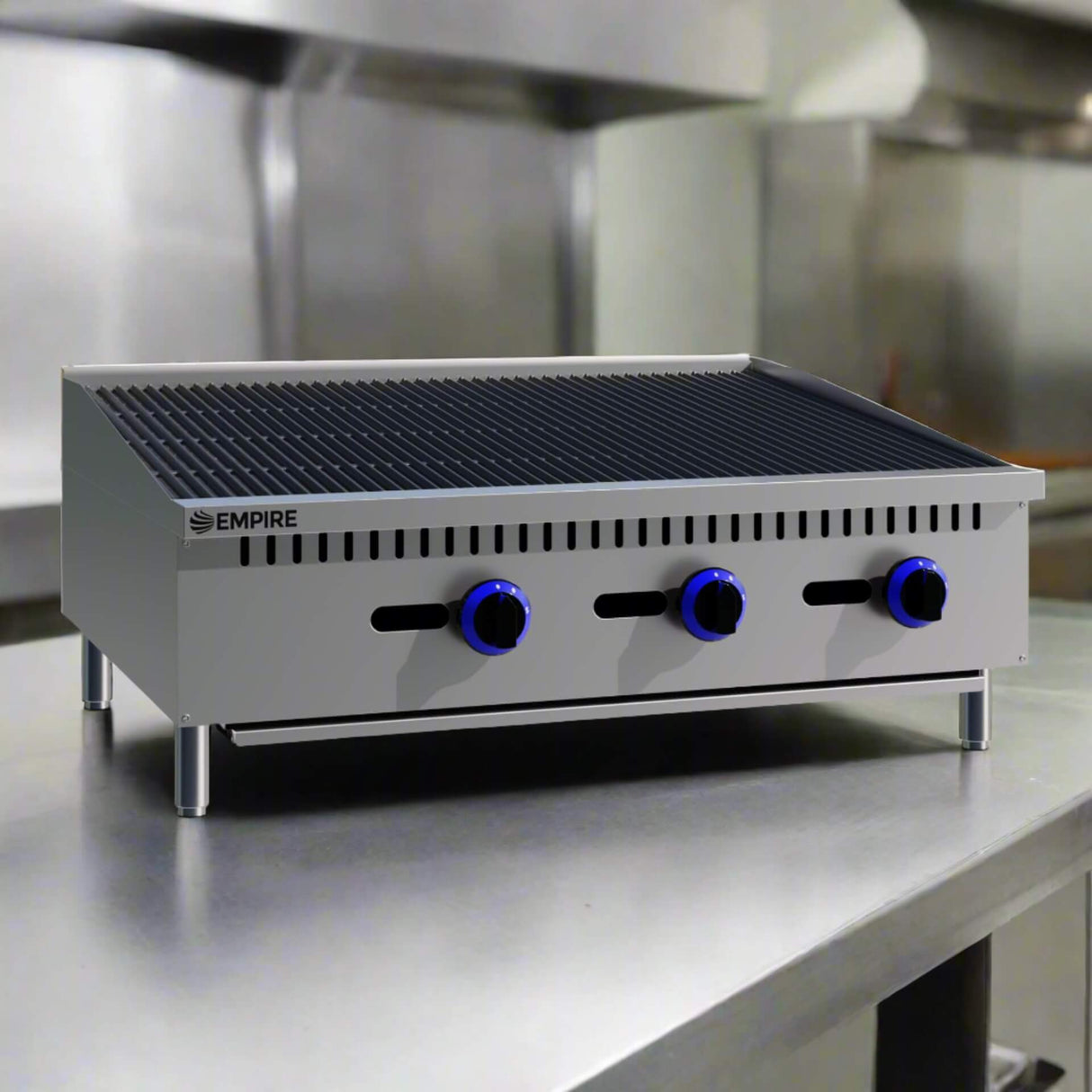 Empire 3 Burner Nat Gas or LPG Chargrill | 900mm Commercial Countertop Charbroiler 22.5kW | EMP-RFS-36-R-OZ Charcoal Grills Empire