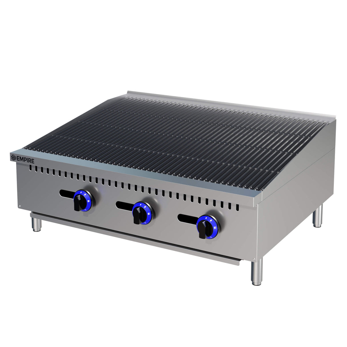 Empire 3 Burner Nat Gas or LPG Chargrill | 900mm Commercial Countertop Charbroiler 22.5kW | EMP-RFS-36-R-OZ Charcoal Grills Empire