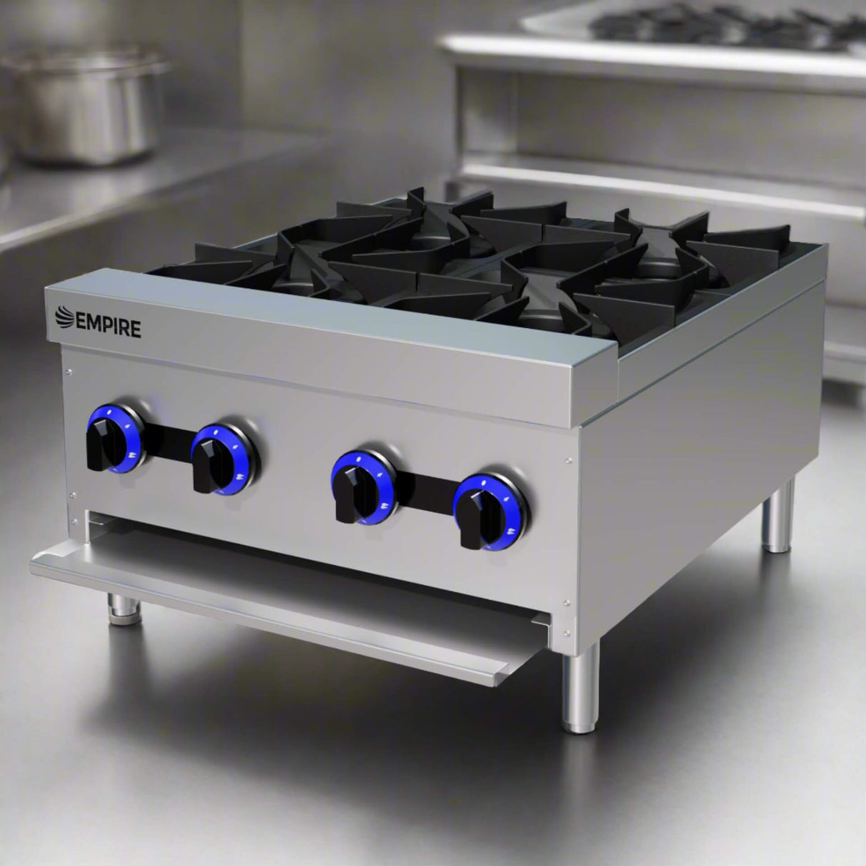 Empire 4-Burner Commercial Gas Boiling Hob – Countertop Cooker Natural Gas & LPG | EMP-XRB-4-OZ-M Commercial Boiling Tops & Gas Hobs Empire