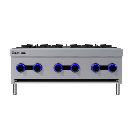 Empire 6-Burner Commercial Gas Boiling Hob – Countertop Cooker Natural Gas & LPG | EMP-XRB-6-OZ-M Commercial Boiling Tops & Gas Hobs Empire