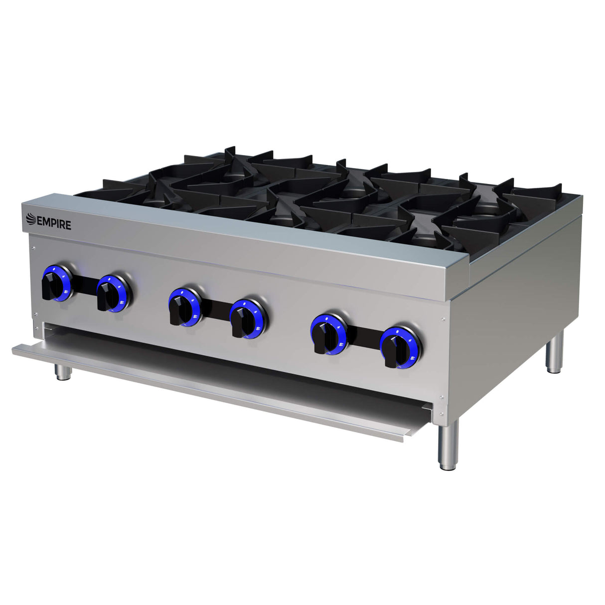 Empire 6-Burner Commercial Gas Boiling Hob – Countertop Cooker Natural Gas & LPG | EMP-XRB-6-OZ-M Commercial Boiling Tops & Gas Hobs Empire
