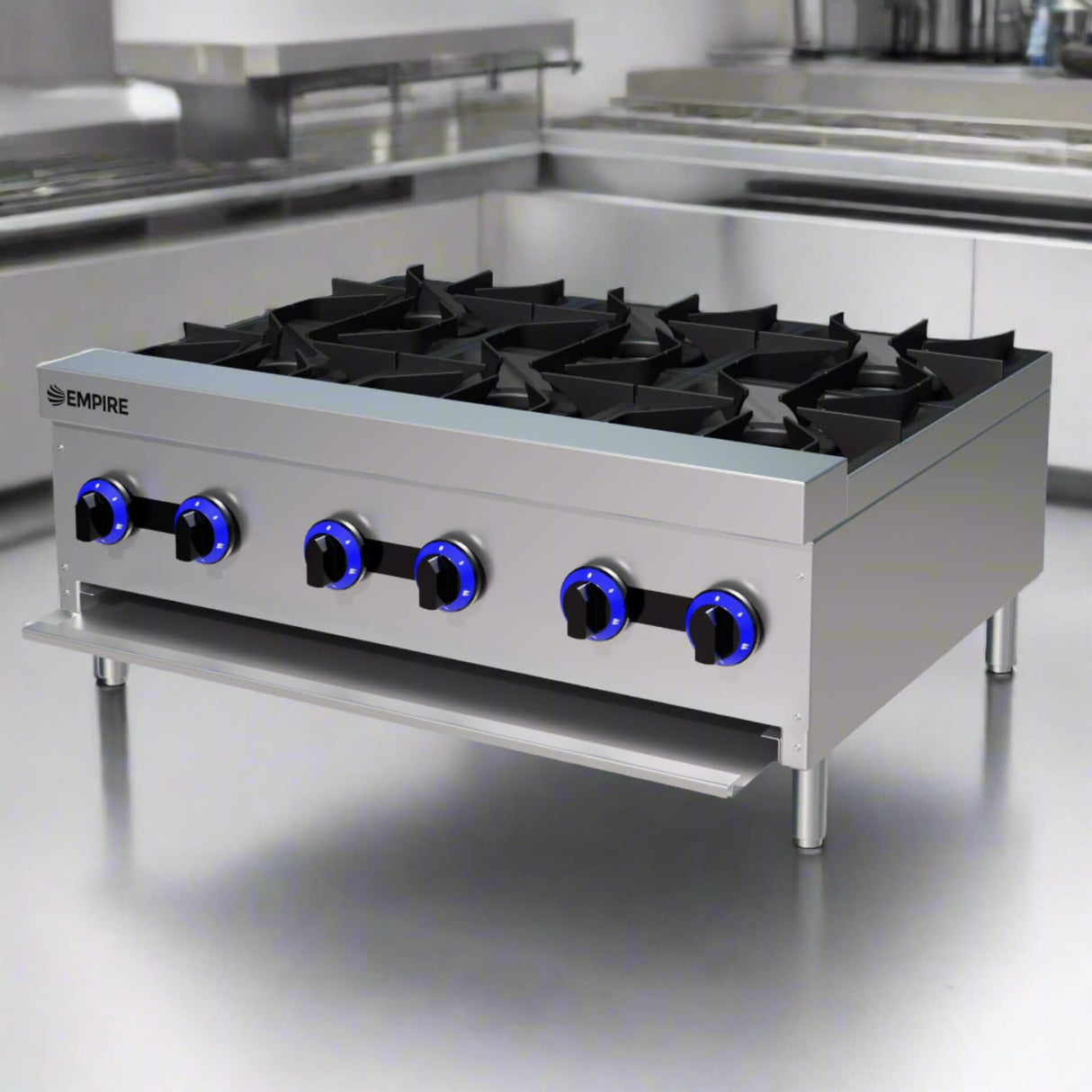 Empire 6-Burner Commercial Gas Boiling Hob – Countertop Cooker Natural Gas & LPG | EMP-XRB-6-OZ-M Commercial Boiling Tops & Gas Hobs Empire