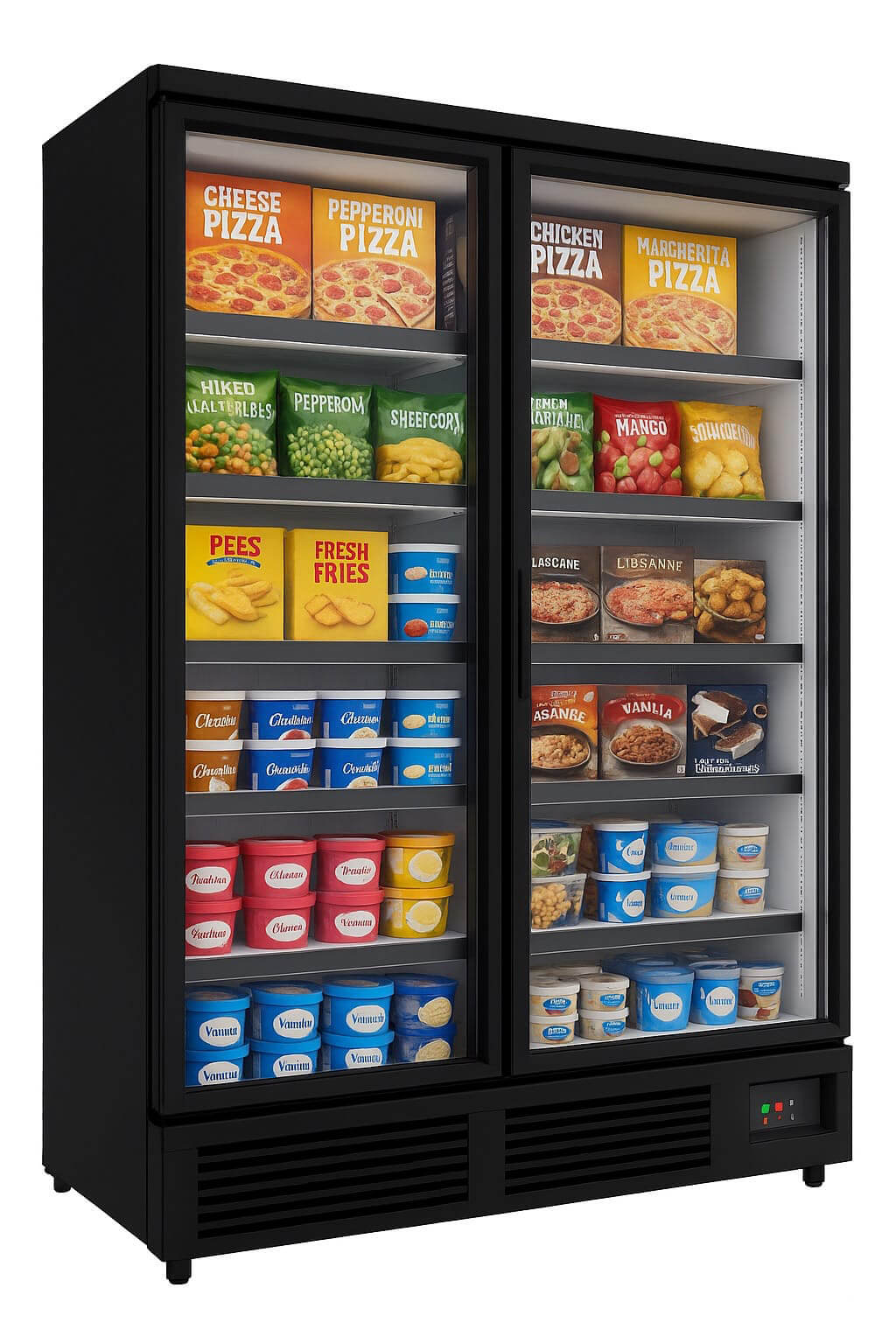 Empire Upright Display Freezer 810L Double Glass Door Commercial White Interior | EMP-KDF-P1373TG-W Refrigeration Uprights - Double Door Empire Supplies