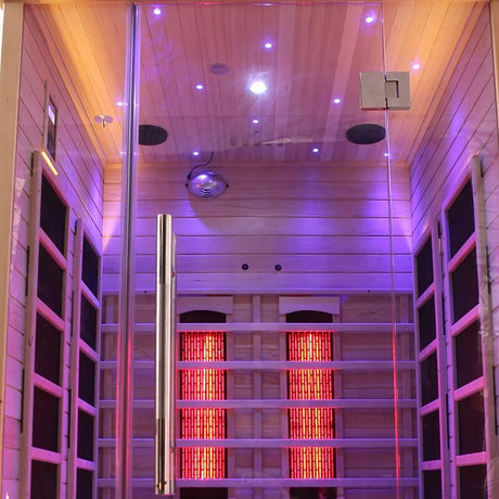 Empire 2-Person Infrared Sauna Cabin – Hemlock Wood, Glass Front, Bluetooth & Full Spectrum Heating | EMP-S2 Infrared Saunas Empire