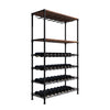 Empire 6 Tier Wire Wine Bottle Rack With Glass Holder and Shelf Black / Dark Wood 54 Bottle Capacity- EMP-WGRACK Chrome Wire Shelving and Racking Empire   