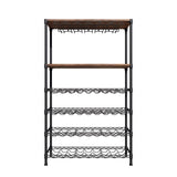 Empire 6 Tier Wire Wine Bottle Rack With Glass Holder and Shelf Black / Dark Wood 54 Bottle Capacity- EMP-WGRACK Chrome Wire Shelving and Racking Empire   