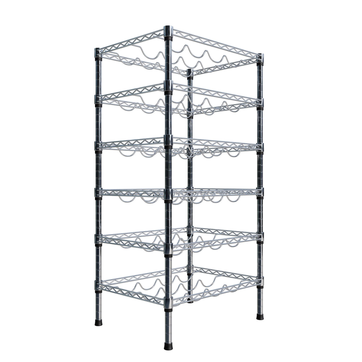Empire Adjustable 6 Tier Chrome Wire Wine Bottle Rack 24 Bottle Capacity - EMP-WRACK6 Chrome Wire Shelving and Racking Empire