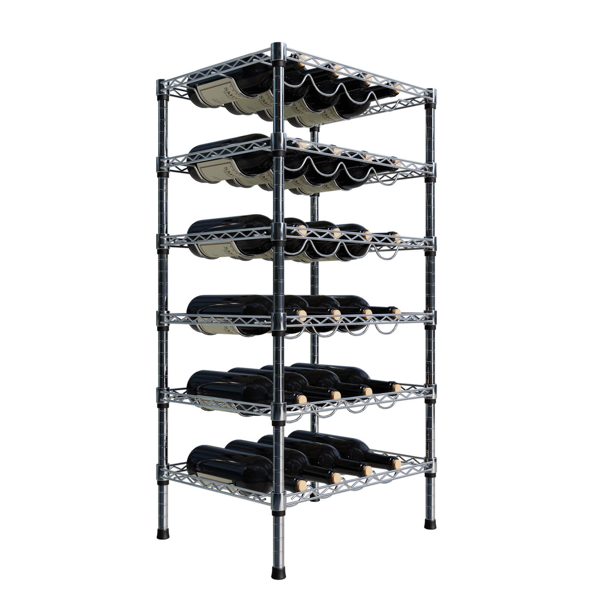 Empire Adjustable 6 Tier Chrome Wire Wine Bottle Rack 24 Bottle Capacity - EMP-WRACK6 Chrome Wire Shelving and Racking Empire
