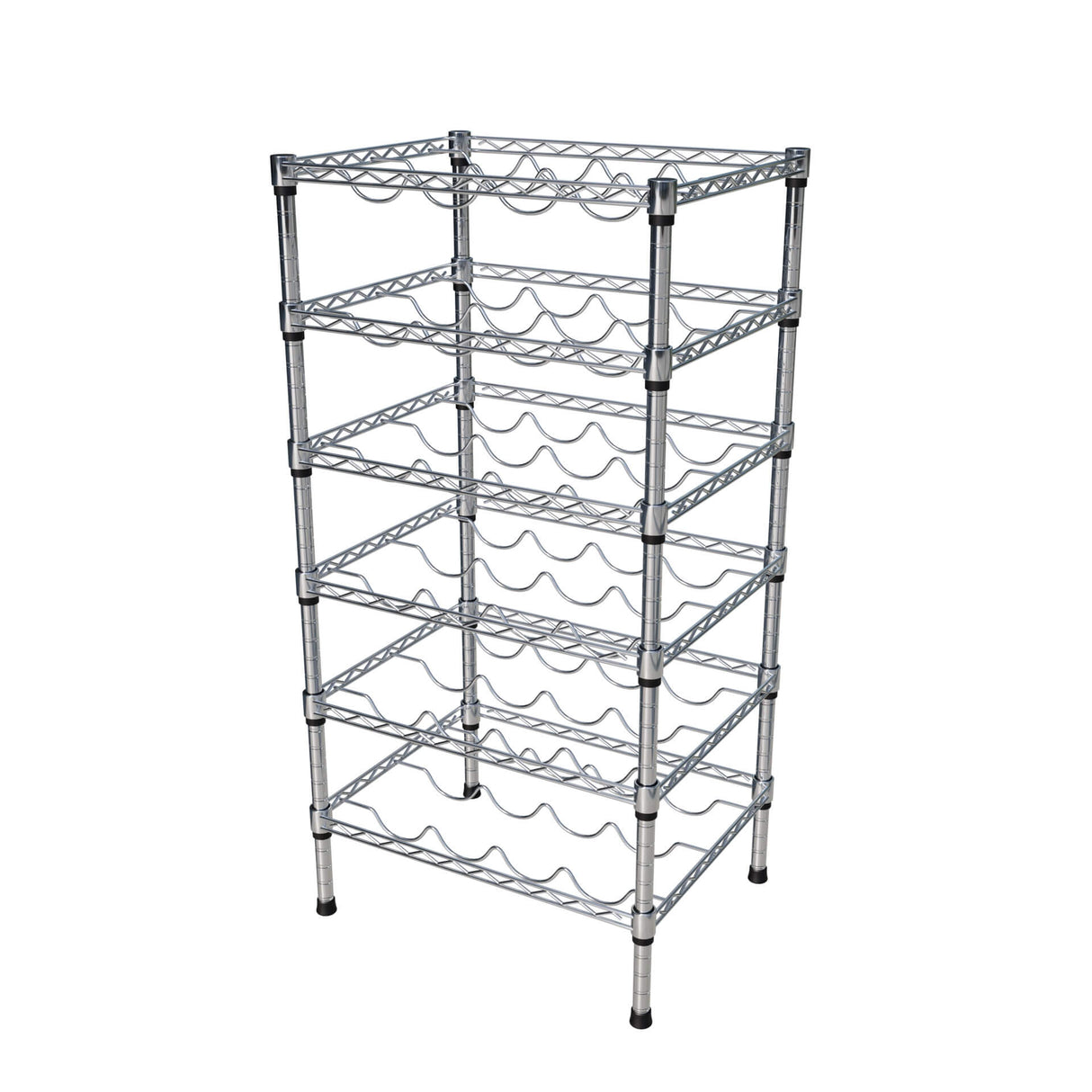 Empire Adjustable 6 Tier Chrome Wire Wine Bottle Rack 24 Bottle Capacity - EMP-WRACK6 Chrome Wire Shelving and Racking Empire