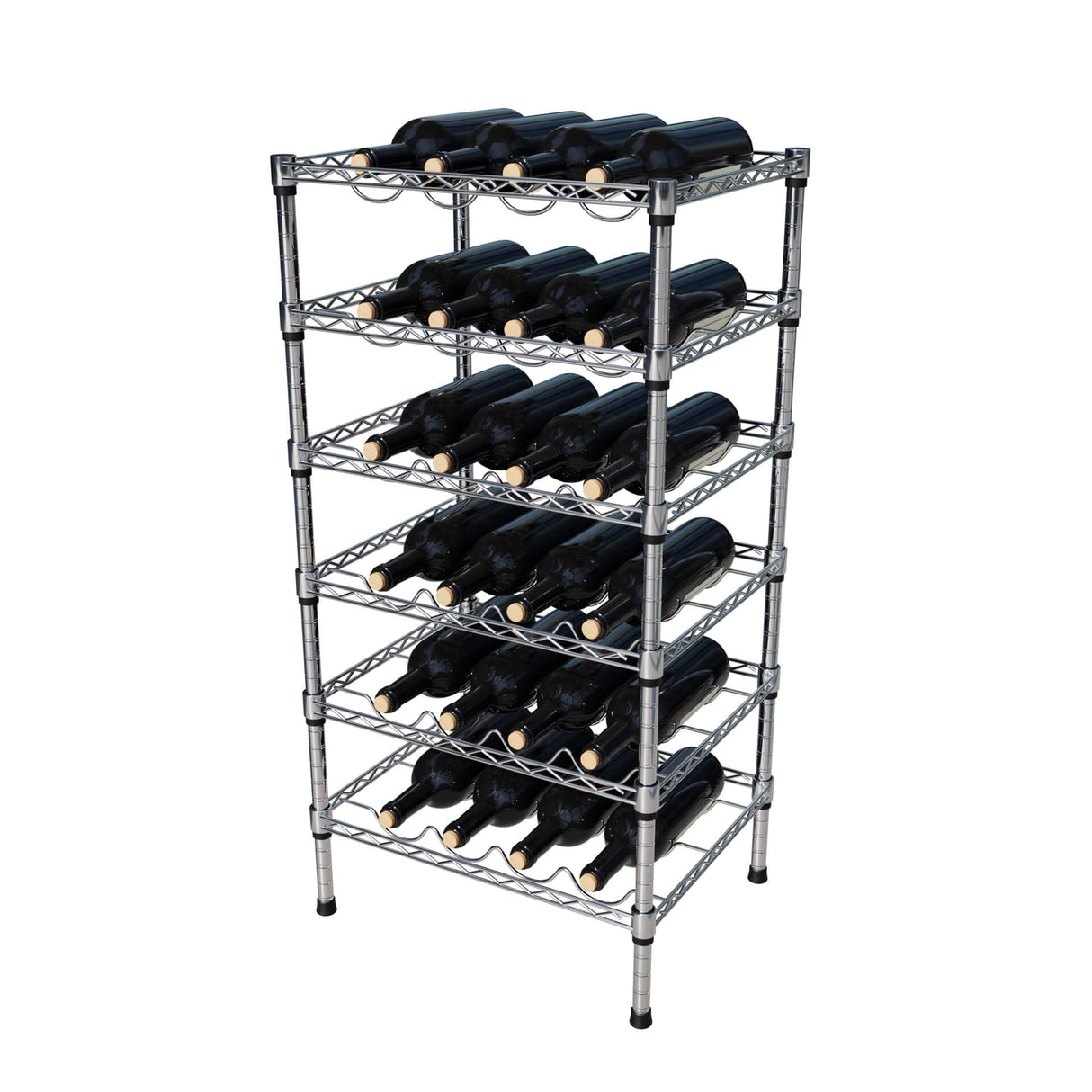 Empire Adjustable 6 Tier Chrome Wire Wine Bottle Rack 24 Bottle Capacity - EMP-WRACK6 Chrome Wire Shelving and Racking Empire