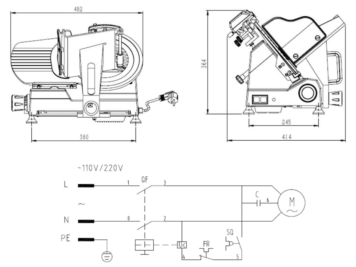 Empire Commercial Heavy Duty Meat Slicer - 250mm / 10 Inch Blade - EMP-PRMS-10 Meat Slicers Empire