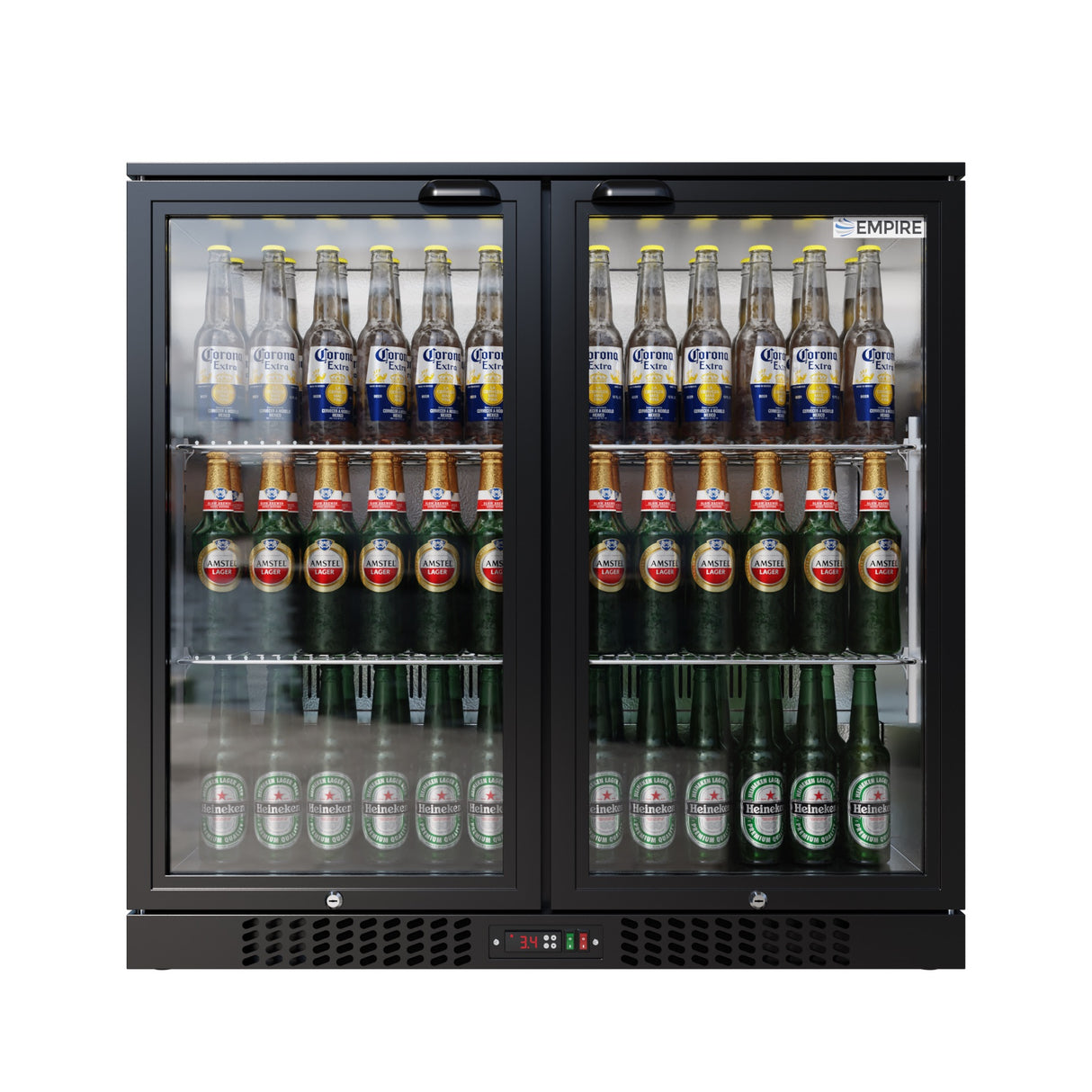 Empire Core Double Door 208L Bottle Cooler – Hinged Door Commercial Back Bar Fridge | CL-210H-P Double Door Bottle Coolers Empire Supplies