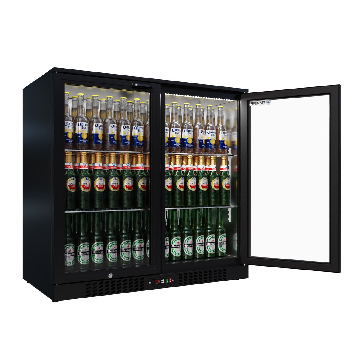 Empire Double Door 208L Bottle Cooler – Hinged Door Commercial Back Bar Fridge | CL-210H - Graded Item