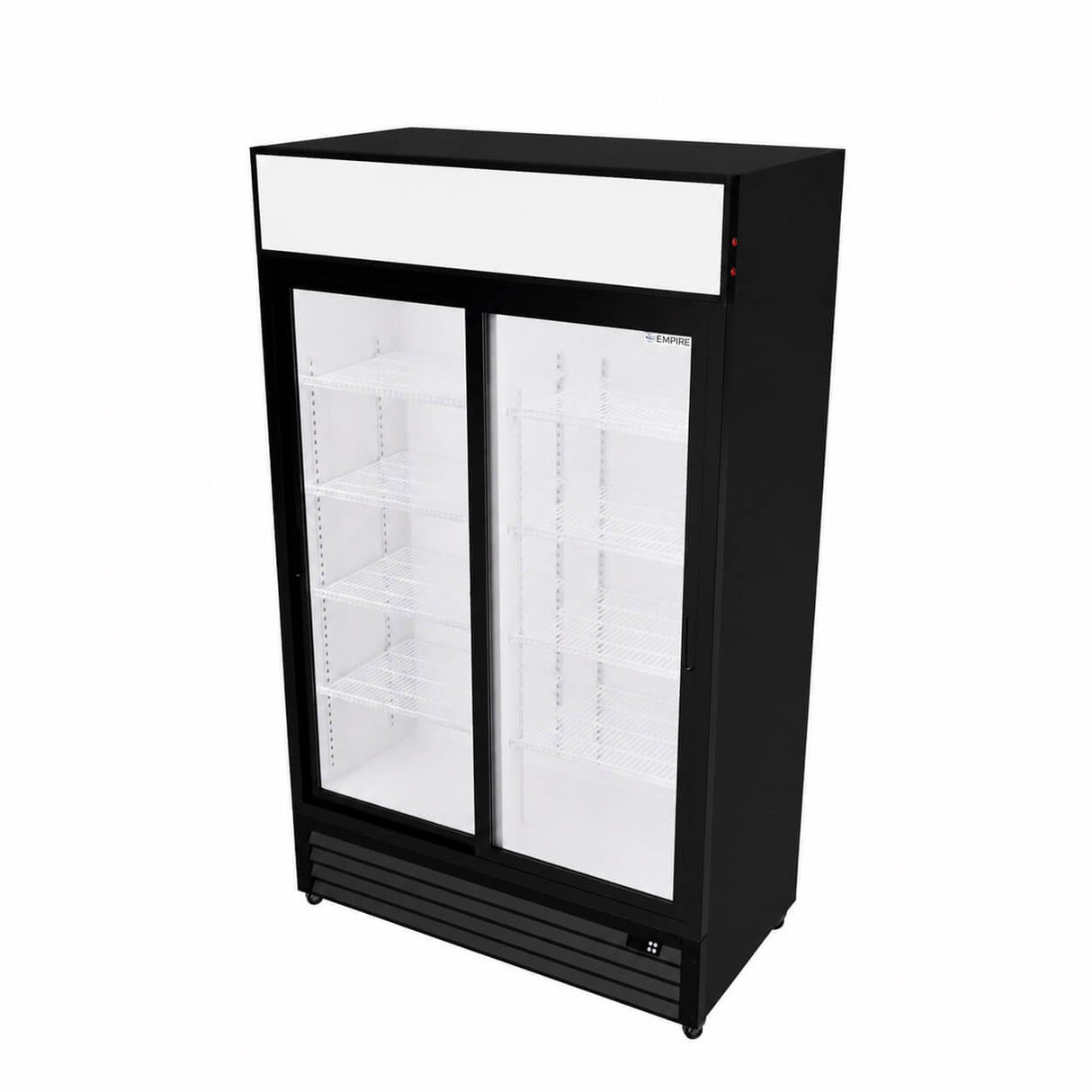Empire Double Door Display Cooler Sliding – B Energy Rated Commercial Fridge with Merchandising Canopy | CL-690B Upright Double Glass Door Chillers Empire