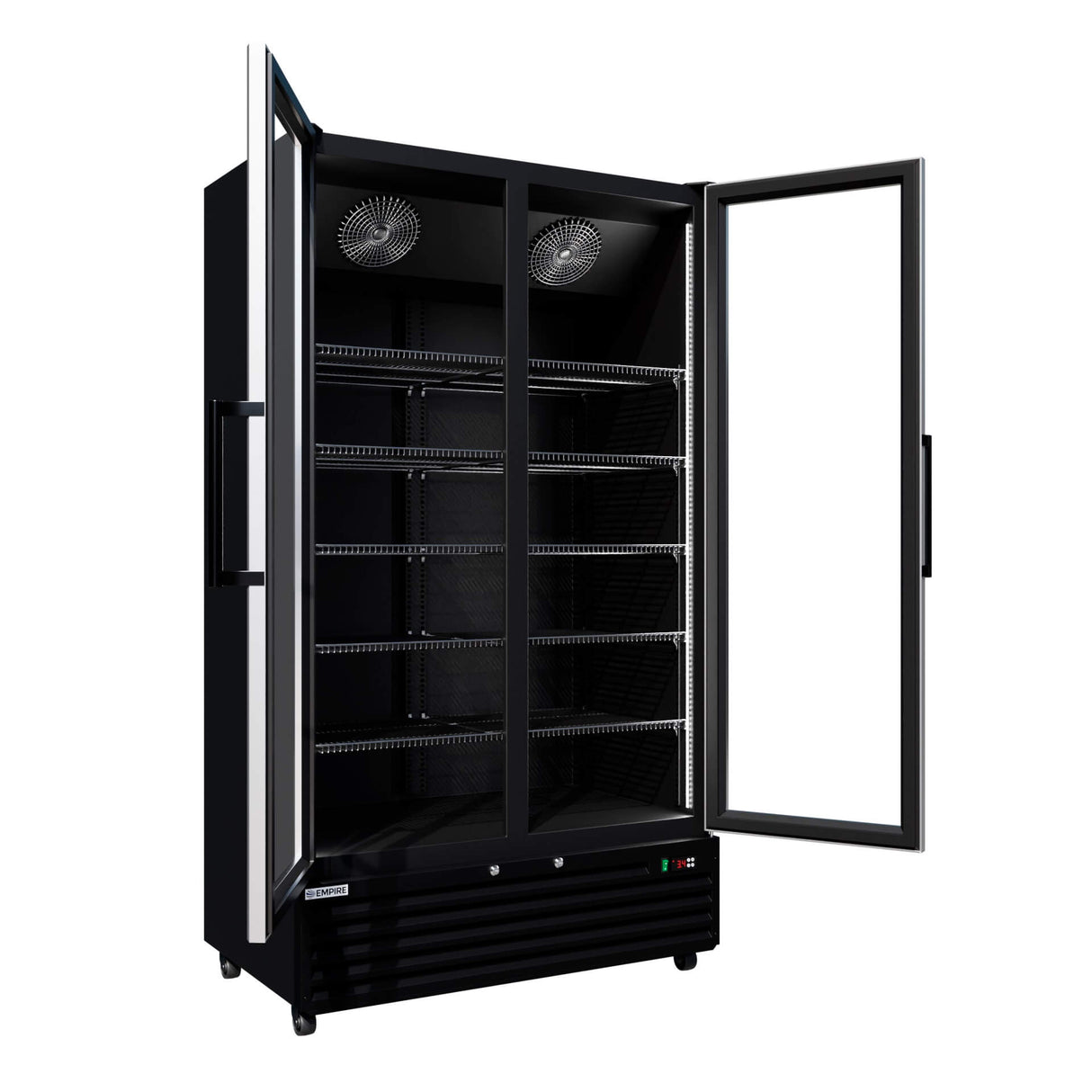 Empire Double Door Upright Back Bar Bottle Cooler – 879L Commercial Glass Door Display Fridge Merchandiser | CL-1000W Upright Double Door Bottle Coolers Empire