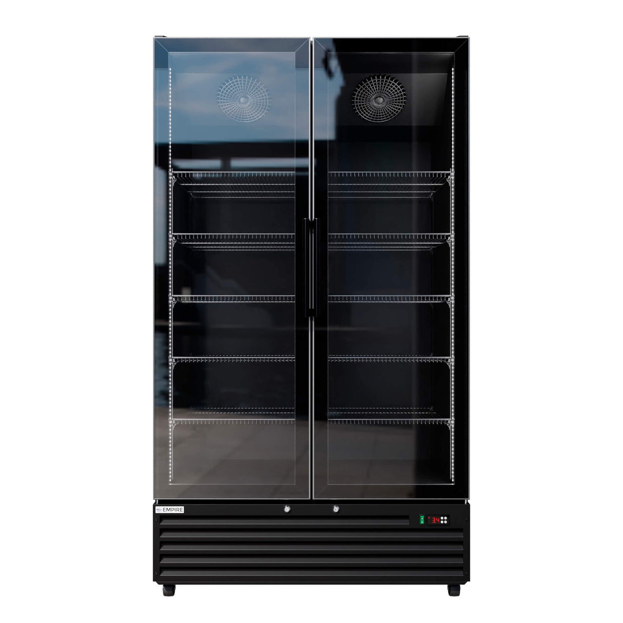 Empire Double Door Upright Back Bar Bottle Cooler – 879L Commercial Glass Door Display Fridge Merchandiser | CL-1000W Upright Double Door Bottle Coolers Empire